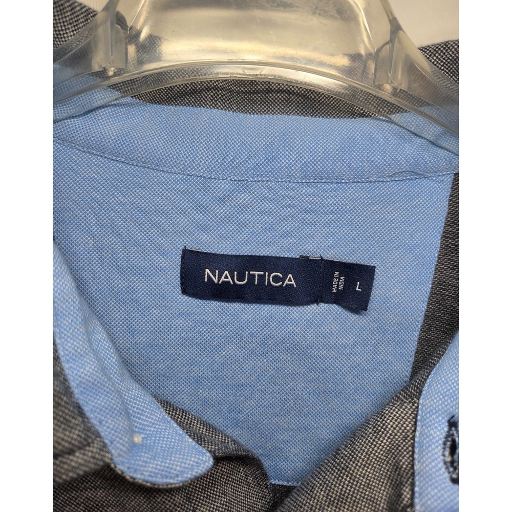 Nautica Gray Button Up Short Sleeve Polo Shirt Men's‎ Large - Picture 4 of 7